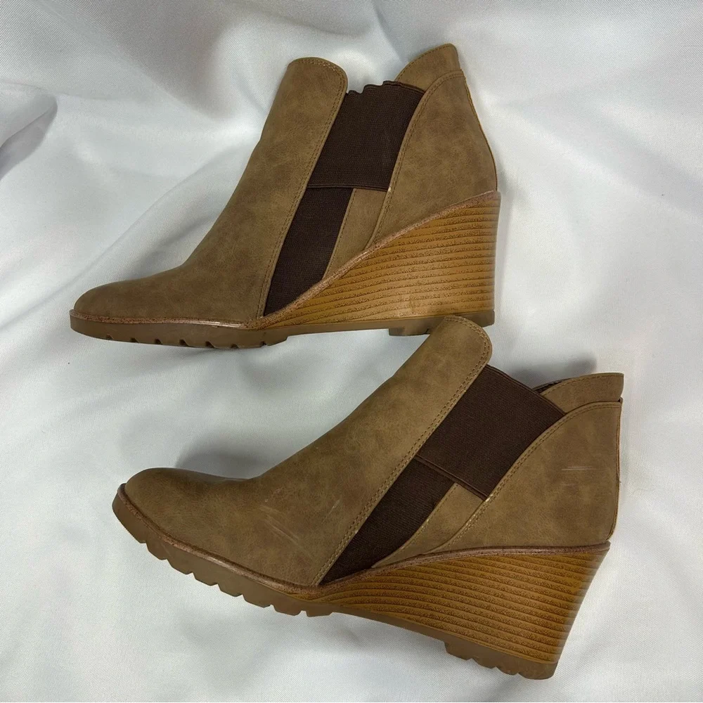 Vintage 93 | Heeled Wedge Ankle Booties Brown Women's Size 9